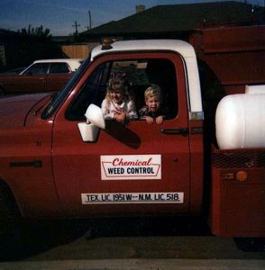 Early business photo of our kids in a CWC company truck